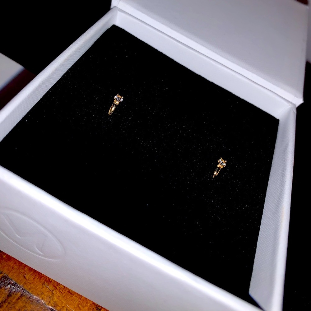 Mejuri single colored mini hoops in sapphire